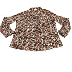 Olivia James The Label Size S Womens Emory Button Front Mock Neck Floral Blouse